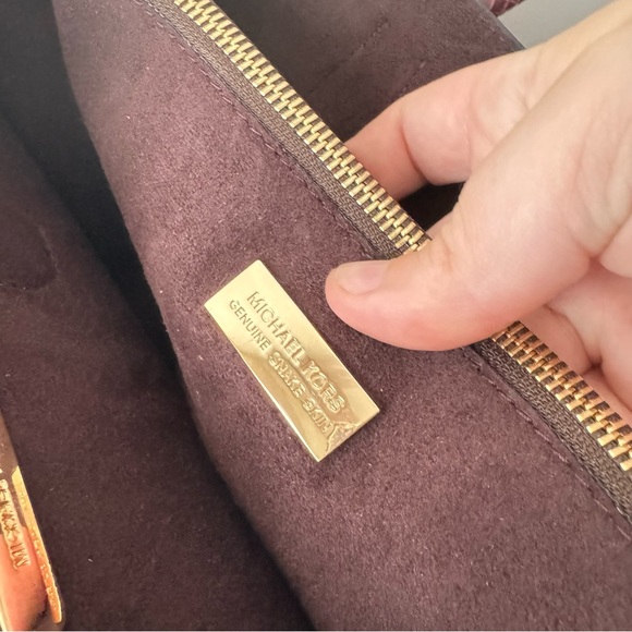 Michael Kors | Red Large Mercer Genuine Snakeskin Tote Bag - Picture 12 of 15